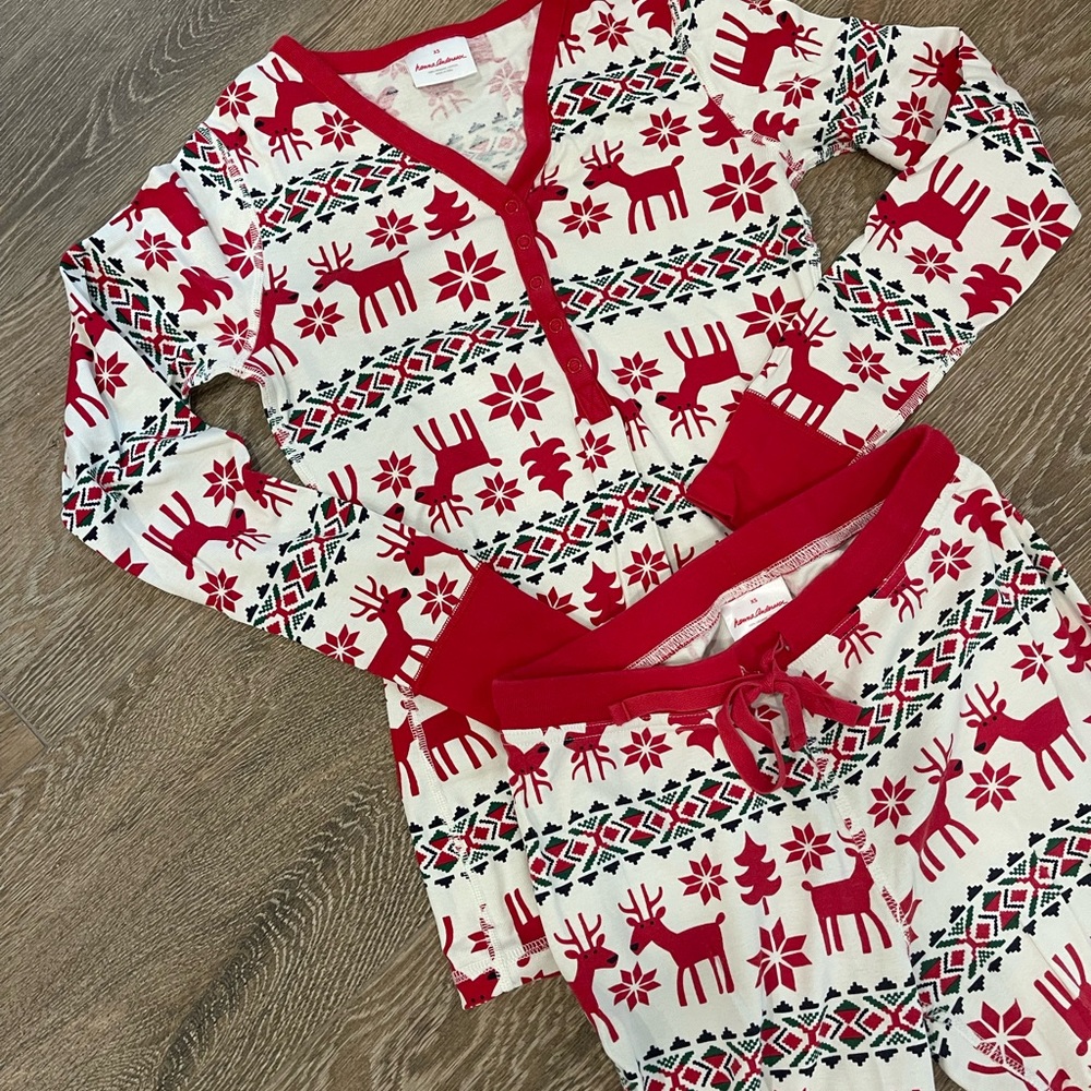 ❤️Hanna Andersson Dear Deer 2 pc pajamas set XS Excellent Condition❤️